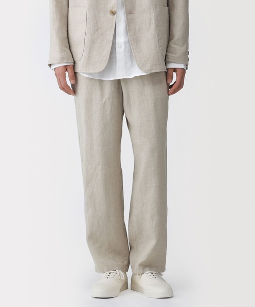 無印良品（MUJI） パンツ 紳士 リネン洗いざらしテーパードパンツ