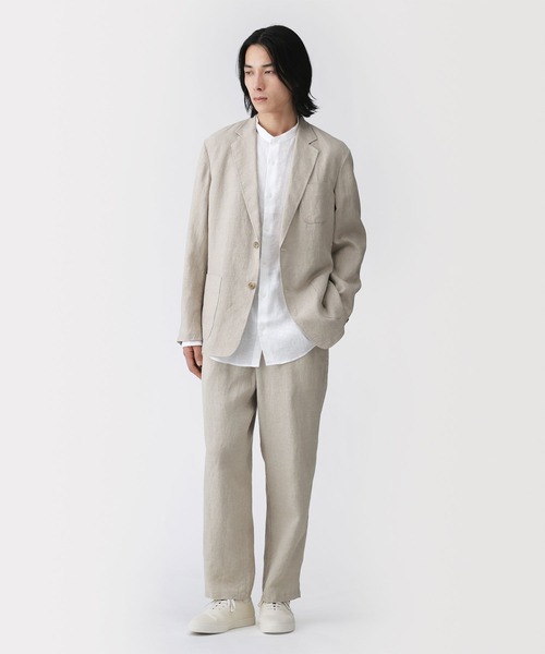 無印良品（MUJI） パンツ 紳士 リネン洗いざらしテーパードパンツ