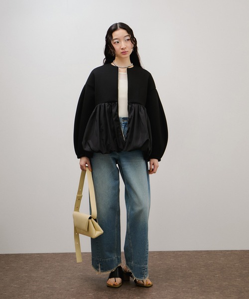 美品 ADAM ET ROPE’ ペプラム ダンボール カーディガン ブラック アダムエロペ ペプラム ダンボール カーディガン ブラック - メルカリ