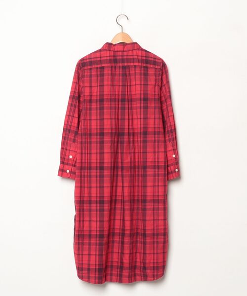 「mat quotidien」 チェック柄シャツワンピース FREE レッド レディース_画像2