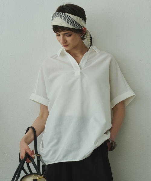 Plumel リネンシャツ ブラウス シャツ 夏 Linen French Sleeve Cocoon