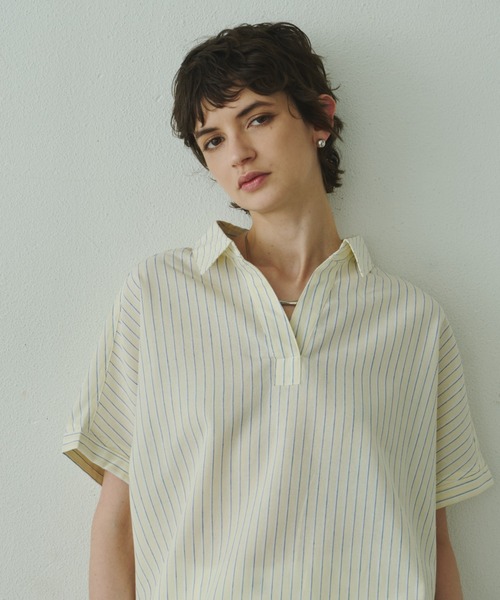 Plumel リネンシャツ ブラウス シャツ 夏 Linen French Sleeve Cocoon