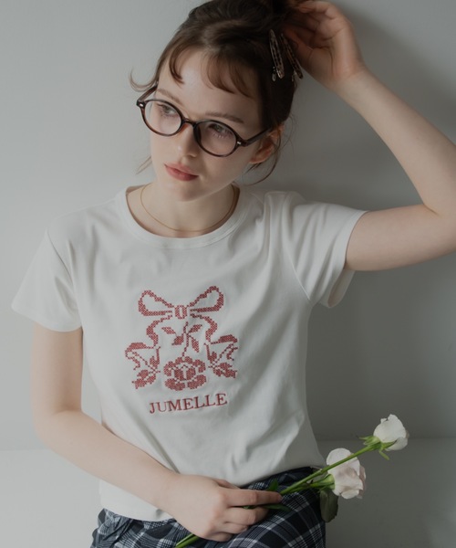 JUMELLE（ジュメロ） tシャツ 半袖 クロスステッチT レディース