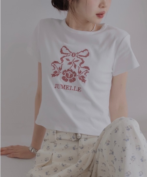 JUMELLE（ジュメロ） tシャツ 半袖 クロスステッチT レディース
