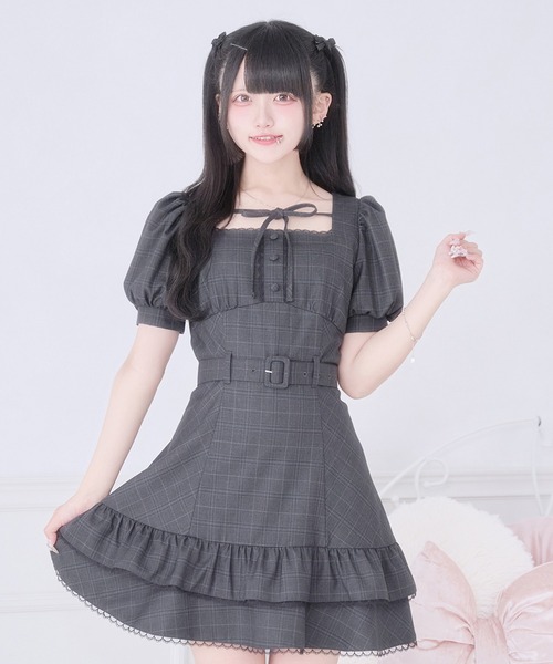 Pal elfy ワンピース 半袖 クラシカルチェックティアードワンピース