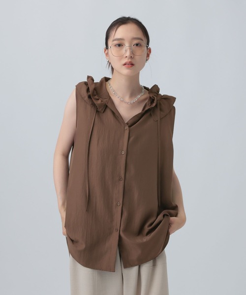 ブラウス シャツ フーディシャツノースリチュニック　813919 レディースの画像