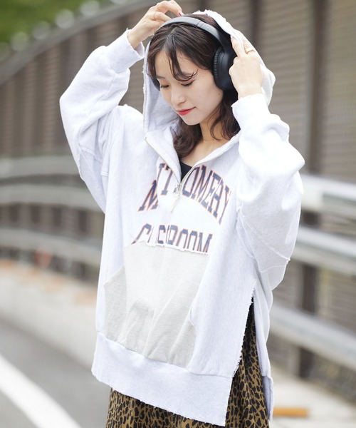 「etsinta」 ジップアップパーカー ONE SIZE ライトグレー レディース_画像7