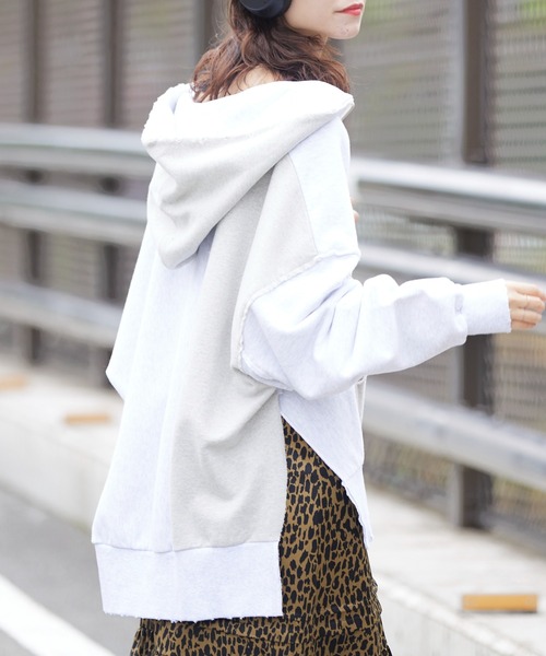 「etsinta」 ジップアップパーカー ONE SIZE ライトグレー レディース_画像9