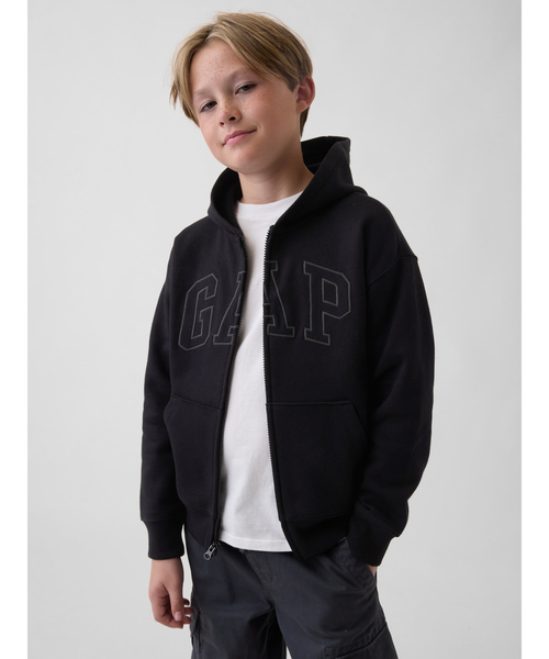 GAP（ギャップ） パーカー 裏起毛 リラックスフィット GAPロゴ ジップ
