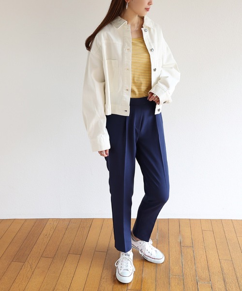 パンツ スラックス きれいめストレッチ美脚タックテーパードパンツ|ZOZOTOWN |16