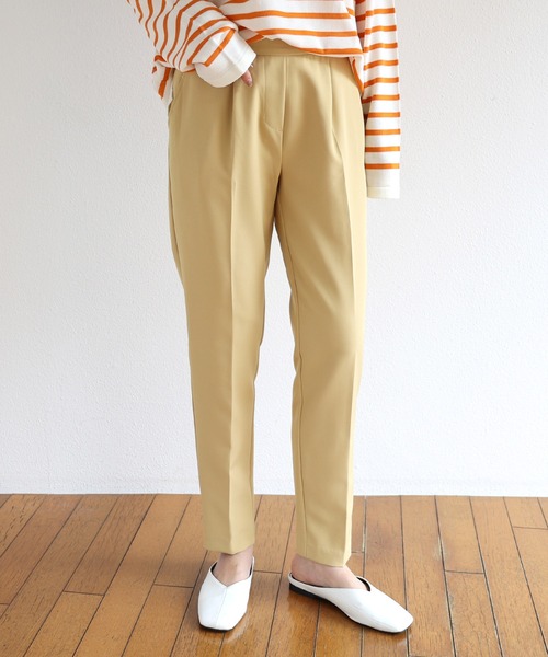 パンツ スラックス きれいめストレッチ美脚タックテーパードパンツ|ZOZOTOWN |18