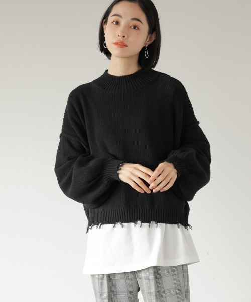 LOWRYS FARM（ローリーズファーム） ニット クラッシュクロップドプル