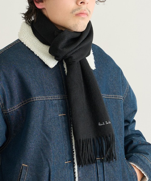 新品☆Paul Smith コレクション アラシャン カシミヤ マフラー☆黒② ポールスミス Paul Smith マフラー ブラック メンズ レディース ユニ