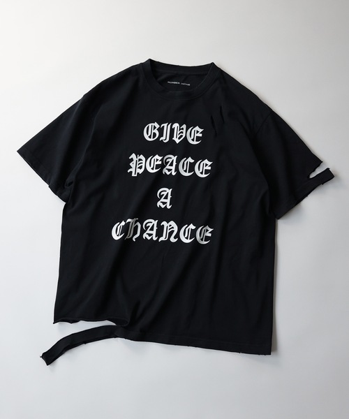 NUMBER (N)INE（ナンバーナイン） tシャツ GIVE PEACE A CHANCE DAMAGE