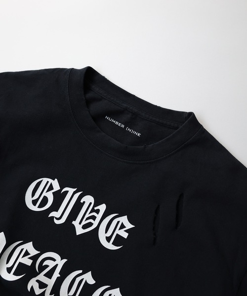 新品未使用 マスターマインド 七分丈Tシャツ ナンバーナイン アーカイブ NUMBER (N)INE（ナンバーナイン） tシャツ GIVE PEACE A CHANCE DAMAGE