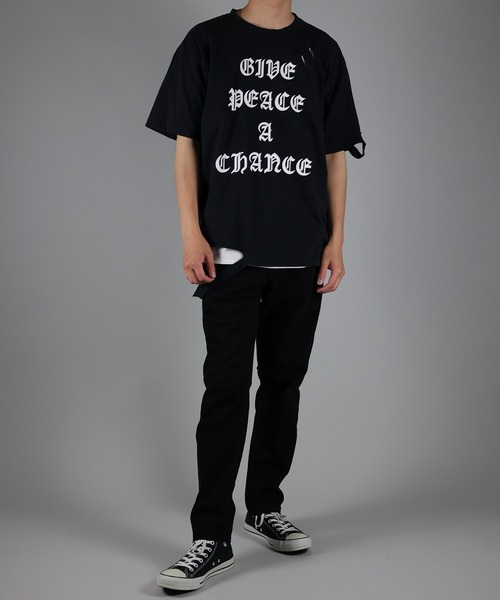 NUMBER (N)INE（ナンバーナイン） tシャツ GIVE PEACE A CHANCE DAMAGE