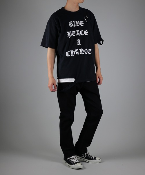 NUMBER (N)INE（ナンバーナイン） tシャツ GIVE PEACE A CHANCE DAMAGE