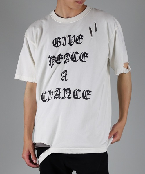 NUMBER (N)INE（ナンバーナイン） tシャツ GIVE PEACE A CHANCE DAMAGE