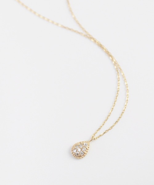 ネックレス 「anq.」K10 ペアシェイプ　ダイヤモンドパヴェネックレス レディースの画像