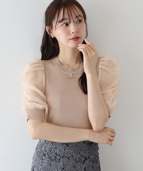 BLUEEAST ニット セーター シアースリーブサマーニット