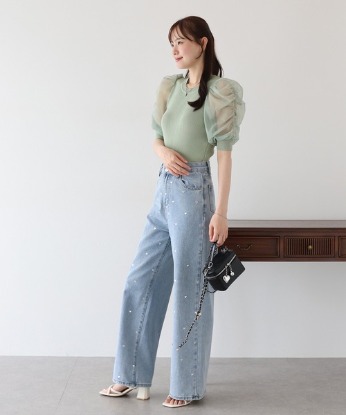 BLUEEAST ニット セーター シアースリーブサマーニット
