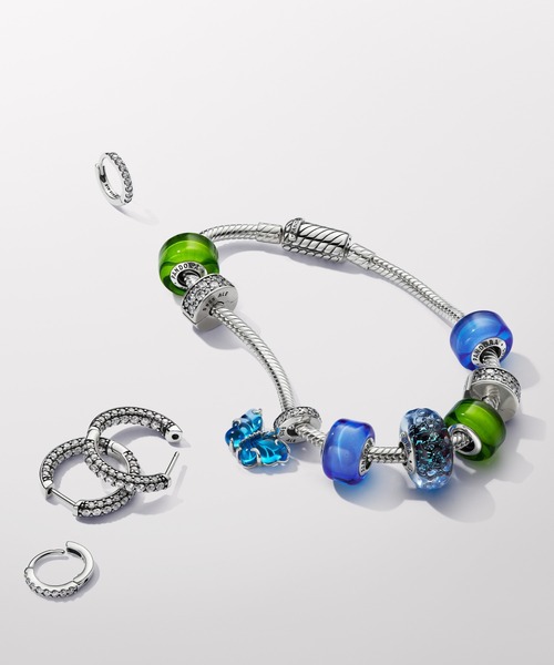 PANDORA チャーム グリーン ミニ ムラーノガラス レディース