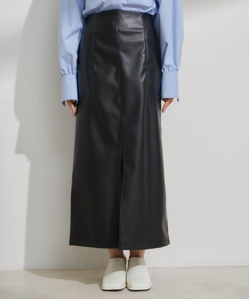 VIS（ビス） スカート フェイクレザーIラインスカート : ZOZOTOWN