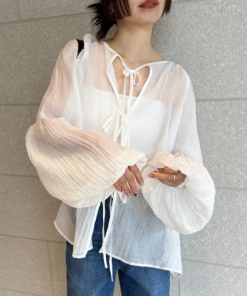値下げ！⭐激可愛⭐7分袖2wayバーブラウス⭐ 透けにくい】フロントパ－ル取り外し 2WAYブラウス 7分袖 2枚仕立て UV