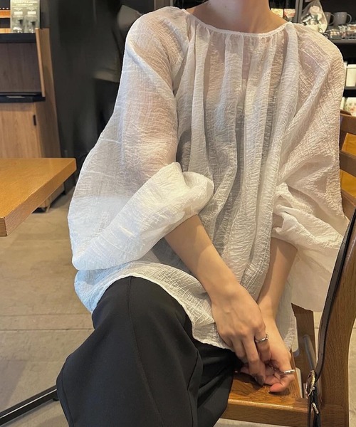 即完売2WAY SOFT VOLUME BLOUSEミント DOUX ARCHIVES（ドゥアルシーヴ） ブラウス シャツ 「やわらか/新色