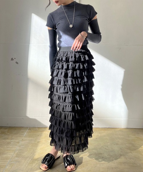 Jewelobe スカート シフォンフリルロングスカート : ZOZOTOWN