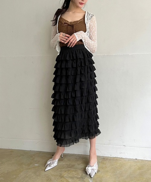 Jewelobe スカート シフォンフリルロングスカート : ZOZOTOWN