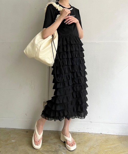 Jewelobe（ジュエローブ） スカート シフォンフリルロングスカート