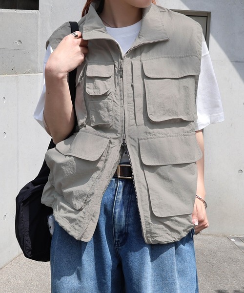 ANME ベスト ジレ 接触冷感/UVカット(UPF50＋)/撥水加工ダブル