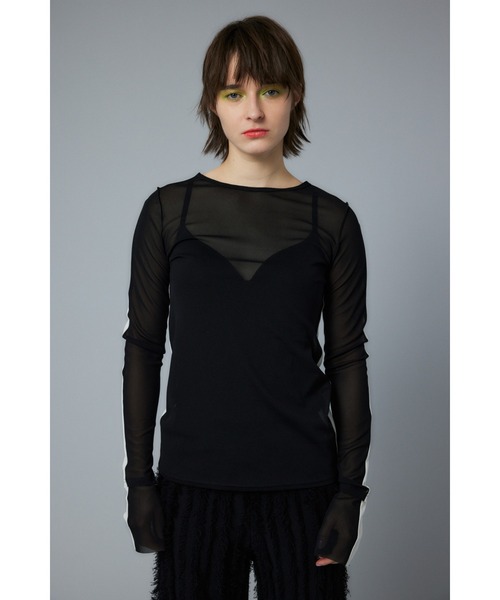 HeRIN.CYE tシャツ Bicolor mesh inner tops バイカラーメッシュ