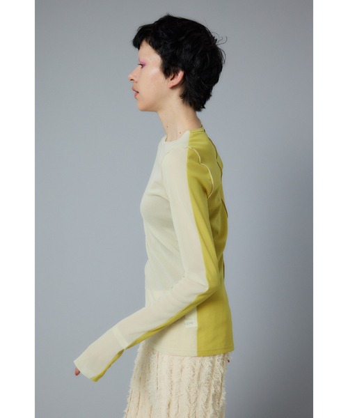 長袖Tシャツ Bicolor mesh inner tops L/BLU1 HeRIN.CYE Bicolor mesh inner tops L/BLU1 -ファッション通販