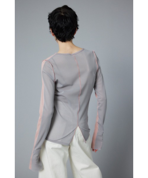 HeRIN.CYE tシャツ Bicolor mesh inner tops バイカラーメッシュ
