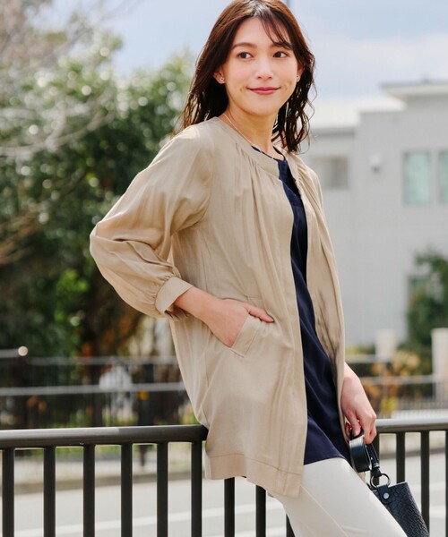 Tiaclasse ブルゾン アウター シアーロングブルゾン レディース