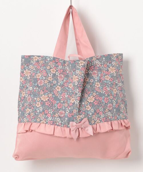 キティナ様専用※ フラワー刺繍トートバッグ ピンク&グレー