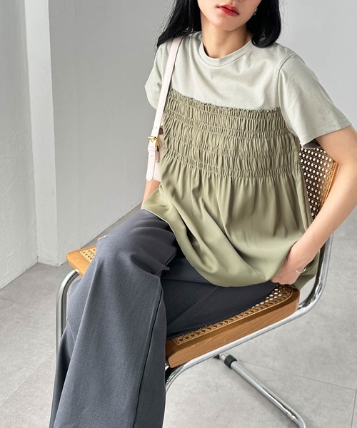 RANAN tシャツ ビスチェレイヤードTシャツ レディース