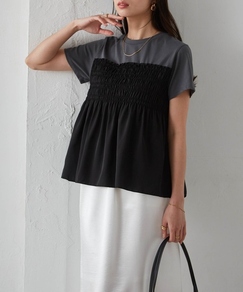 2024.SS！新品！組曲（L）【接触冷感】ビスチェレイヤードTシャツ　ブラック 2024 SS 新品 組曲（L）【接触冷感】ビスチェレイヤードTシャツ