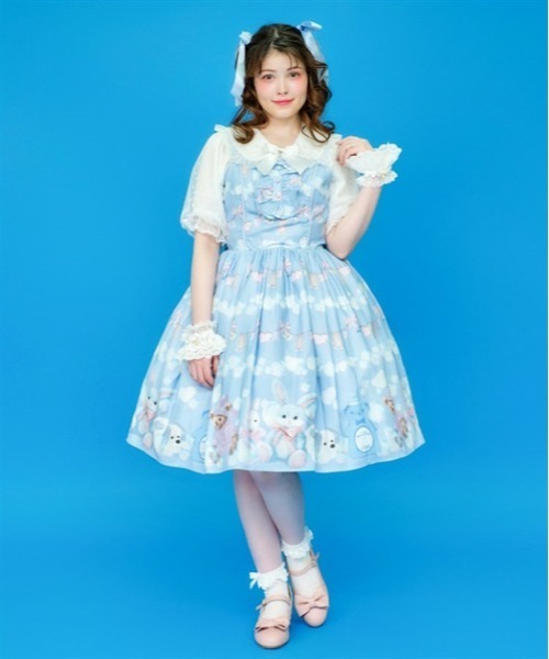 axes femme kawaii ジャンパースカート ランドリー柄ジャンスカ