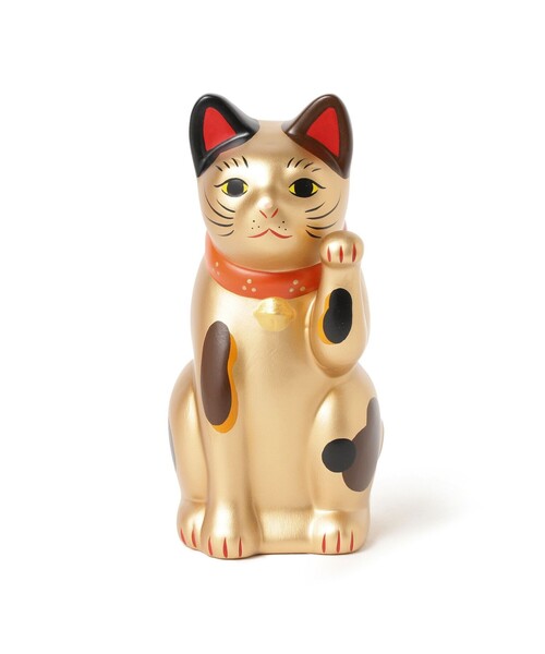 新品未開封　BEAMS 招き猫　寅さん　チェック柄　ベージュ　5号　左右セット BEAMS JAPAN（ビームス ジャパン） インテリア 「ビームスの百名品