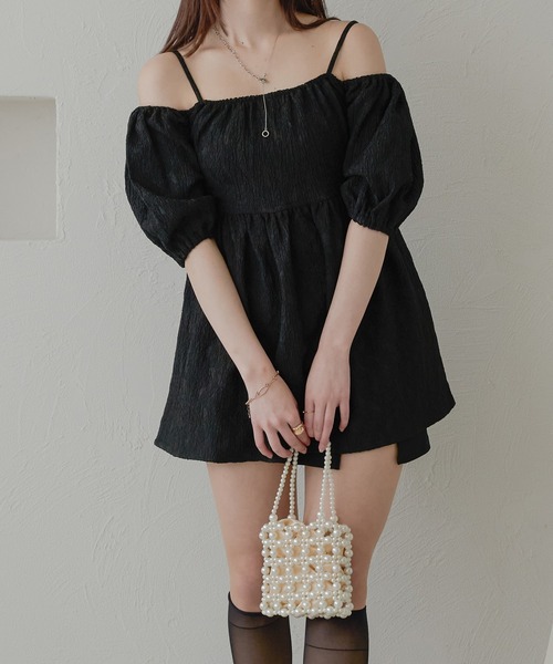 Ambre Neige（アンブルネージュ） tシャツ off shoulder peplum tops