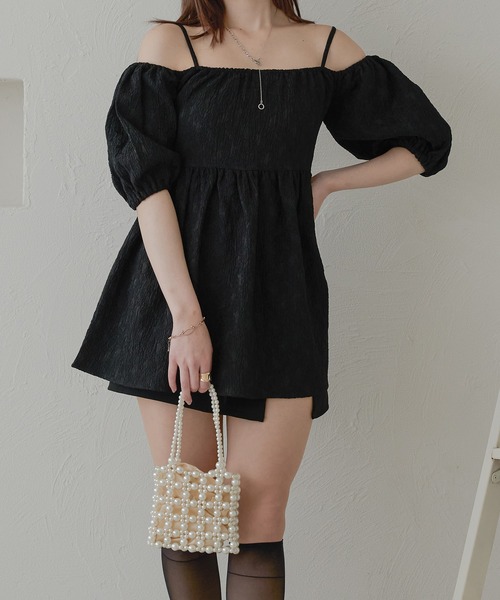 tシャツ オフショルペプラムトップス レディース Ambre Neige tシャツ off shoulder peplum tops / ポコポコ