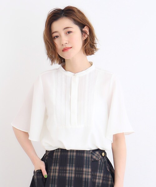 grove ブラウス シャツ ピンタックフレアスリーブ レディース