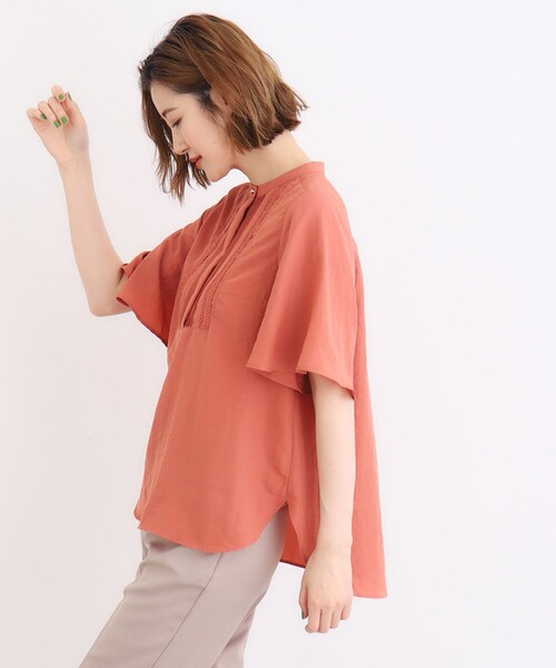 grove ブラウス シャツ ピンタックフレアスリーブ レディース  