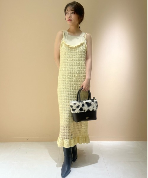 LILY BROWN ワンピース ネップシアーニットキャミワンピース 
