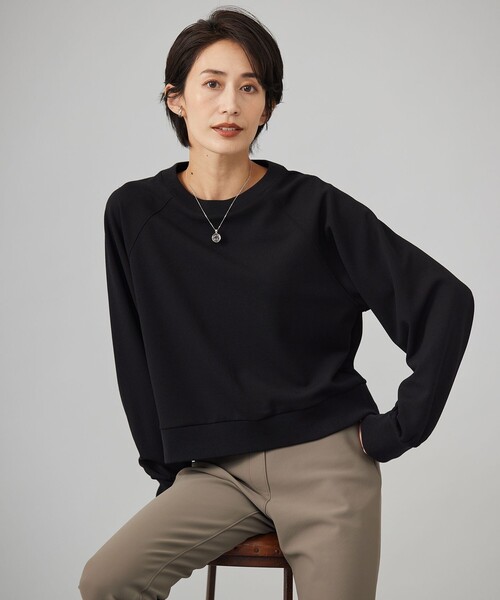 tシャツ 「UVカット・洗える」ジョーゼットジャージー クロップド丈プルオーバー レディース
