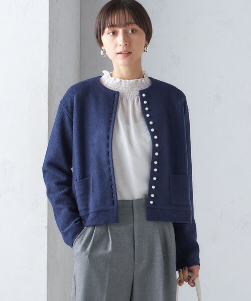 SHIPS for women / シップスウィメン 〈手洗い可能〉パール モチーフ ボタン ジャッカル カーディガン SHIPS for women / シップスウィメン 〈手洗い可能〉パール