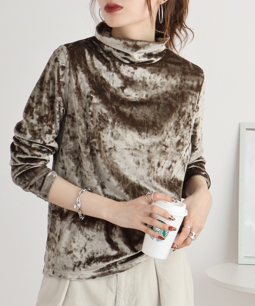 tシャツ Eglantine ベロアタッチルーズネックプルオーバー レディース